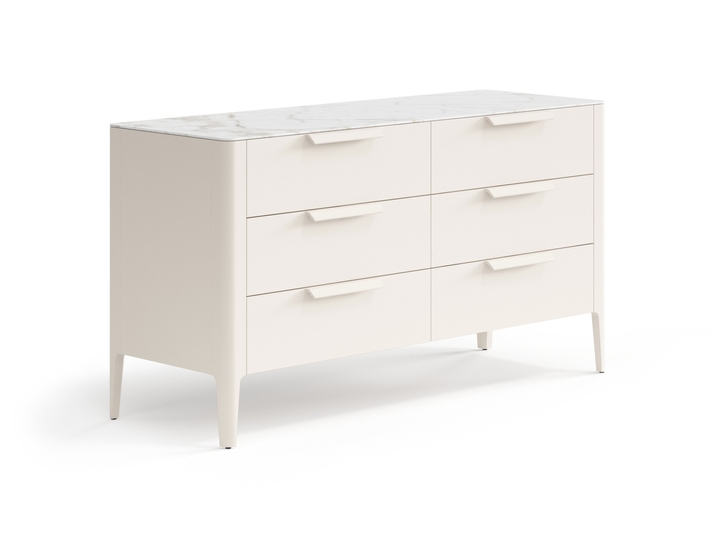 Мебель Комод Пьега 6 ящиков. Цвет Матовый бежево-серый. Материал Гладкая эмаль. Коллекция Комод Пьега 6 ящиков. Картинка.