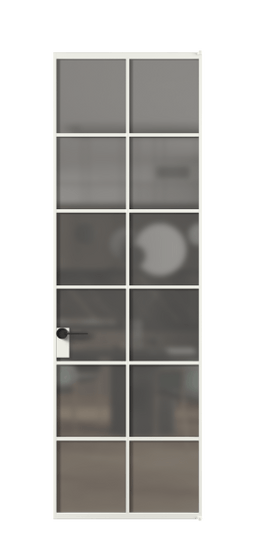 Дверь межкомнатная АЛПЛ040.05 АССР Серый сатин триплекс. Цвет Алюминий светло-серый. Материал Алюминий в эмали. Коллекция Формато. Картинка.