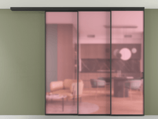 Перегородка Формато вдоль стены на потолок 3 створки с синхронным механизмом